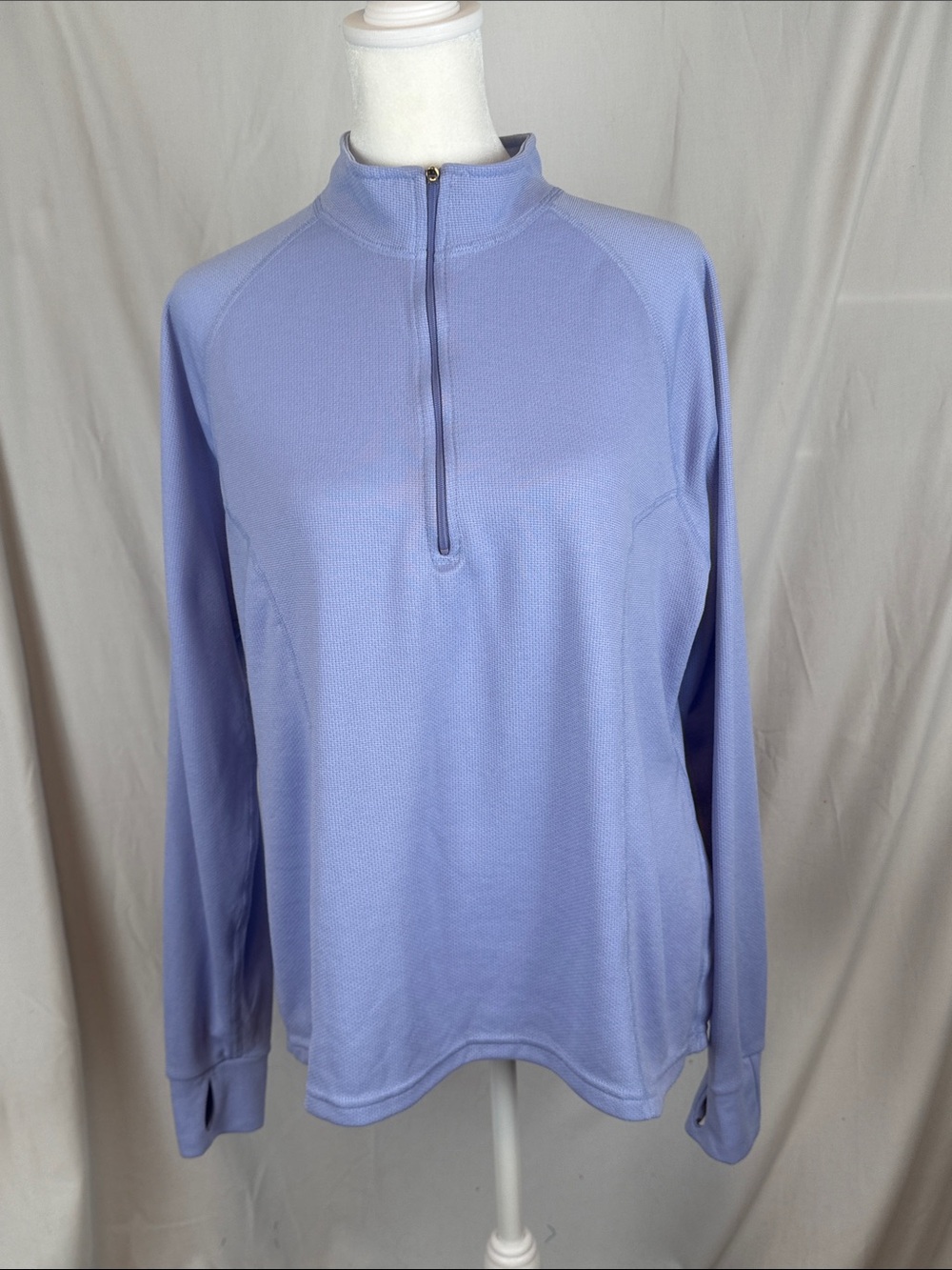 Women's LL Bean 1/3 Zip Long Sleeve Thumb Hole Jogger Shirt Lilac Color XL